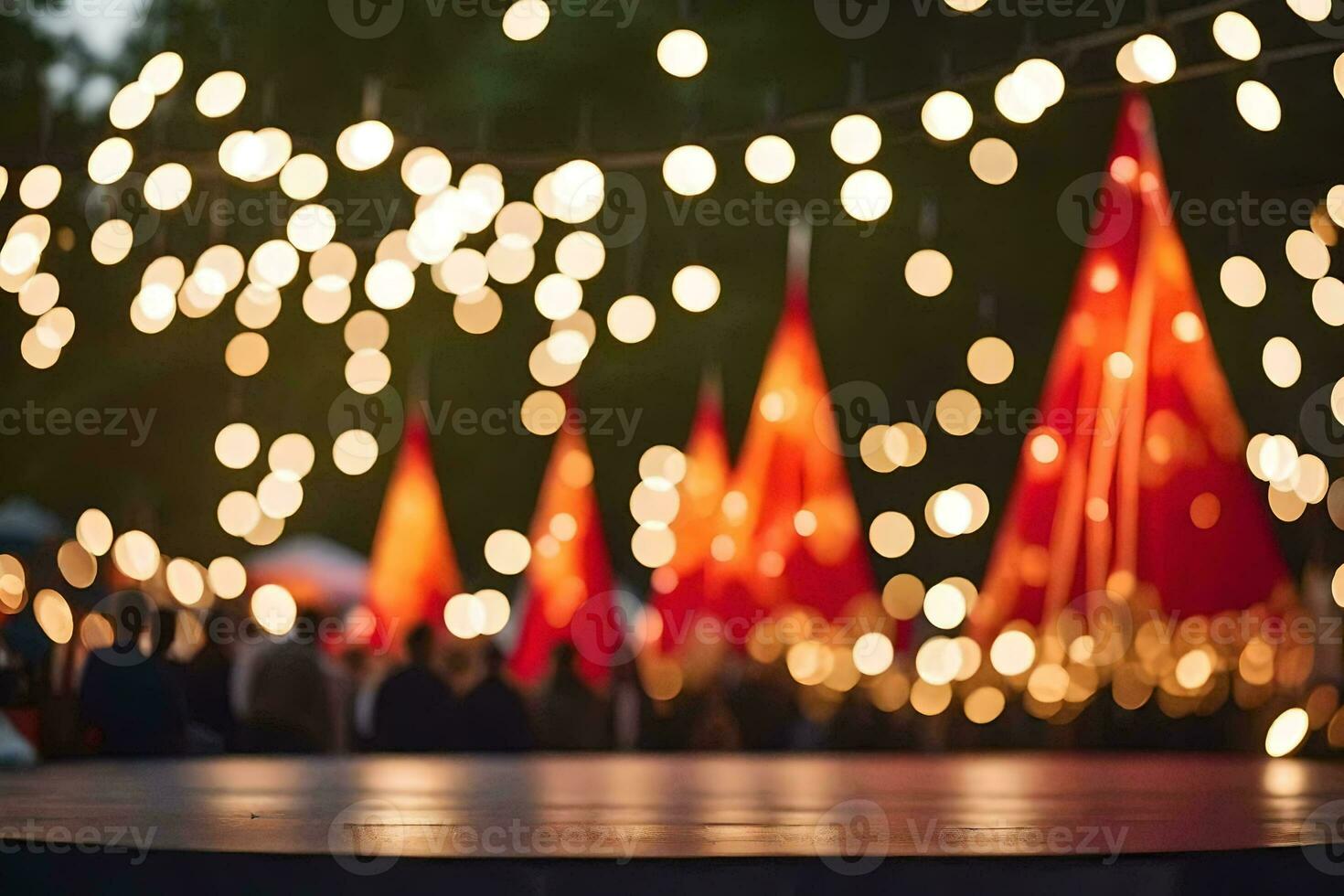 un etapa con luces y personas en el antecedentes. generado por ai foto