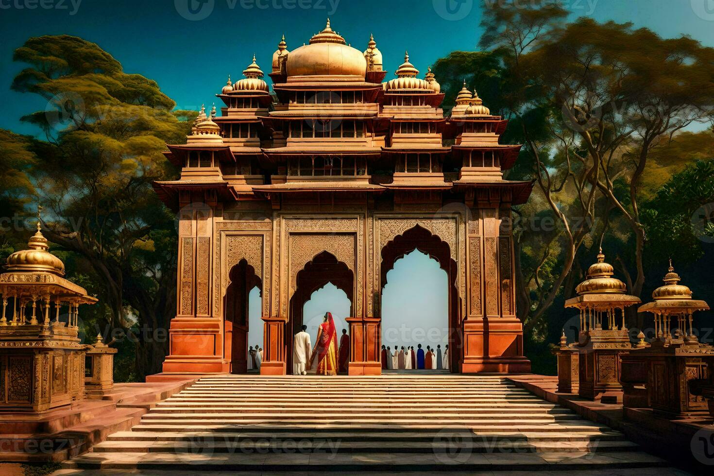 the entrance to a temple in india. AI-Generated photo