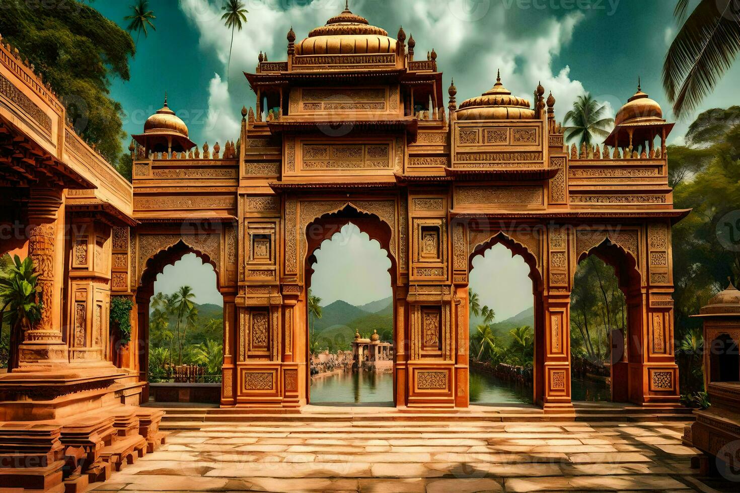 the beautiful architecture of the indian palace. AI-Generated photo