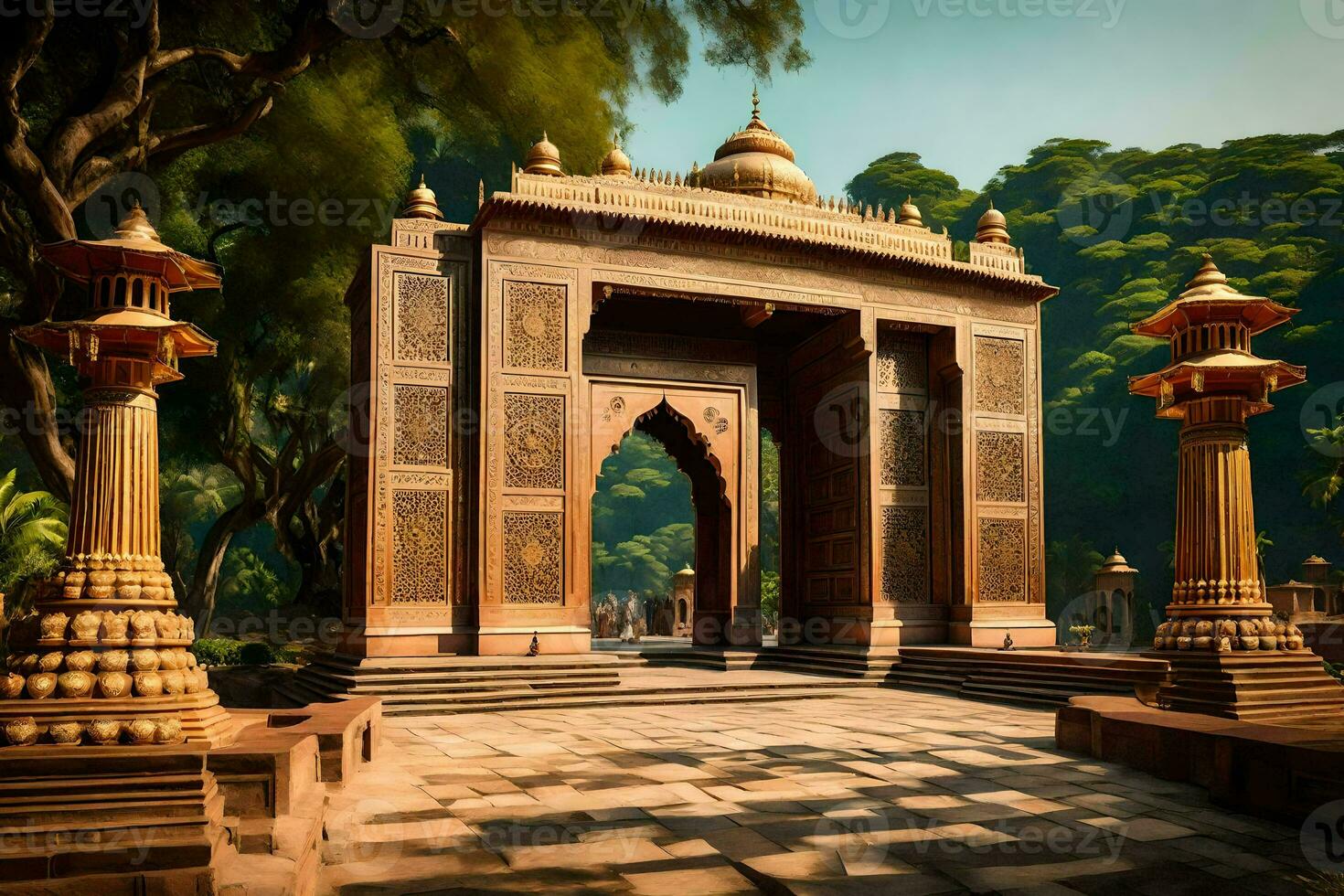 the entrance to a temple in india. AI-Generated photo