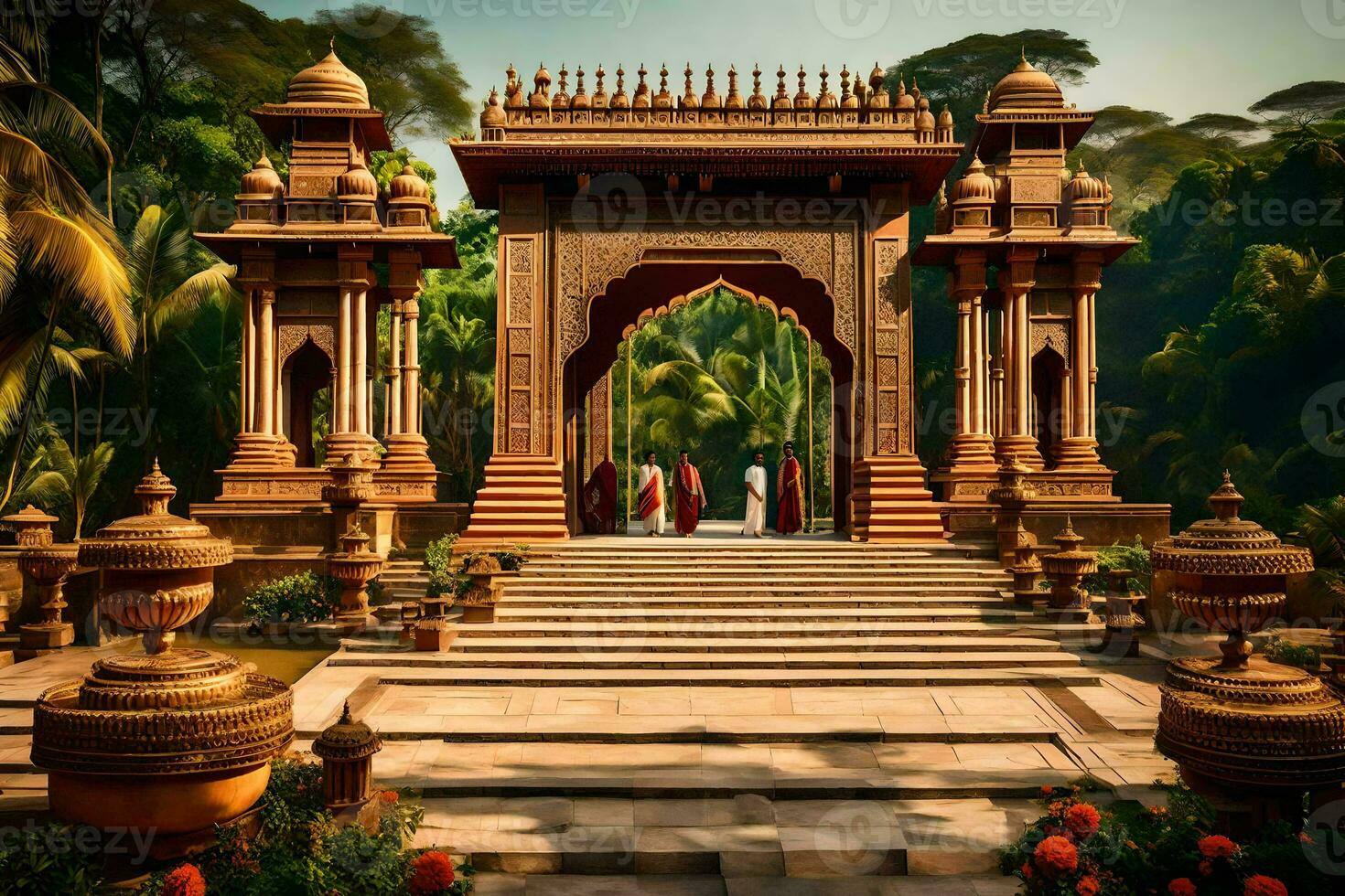 the entrance to a temple in india. AI-Generated photo