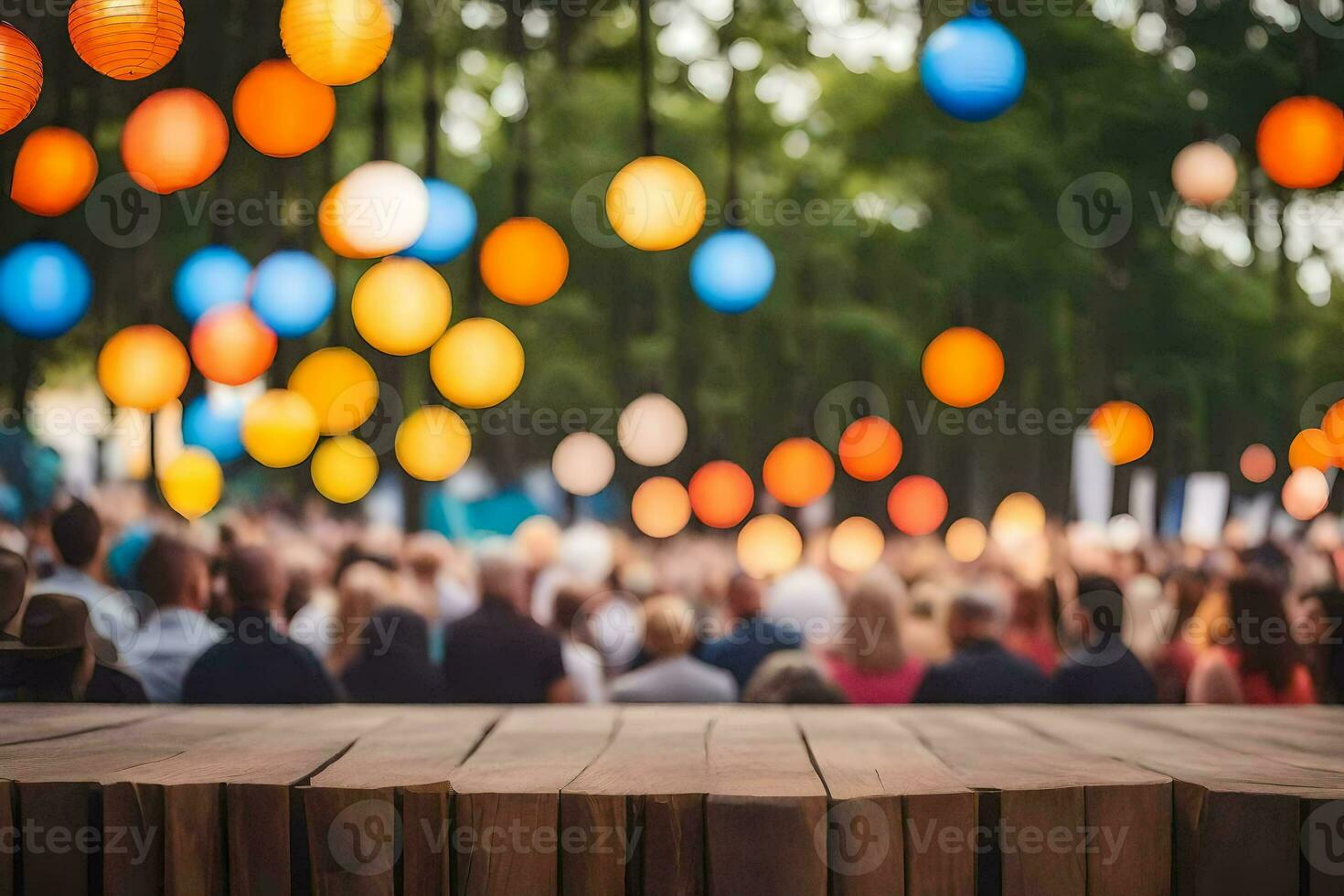a crowd of people at an outdoor concert. AI-Generated photo