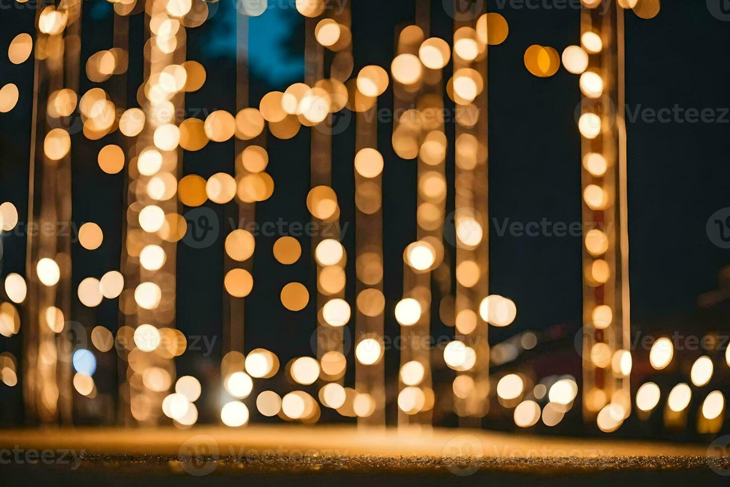 a blurred image of lights in the dark. AI-Generated photo