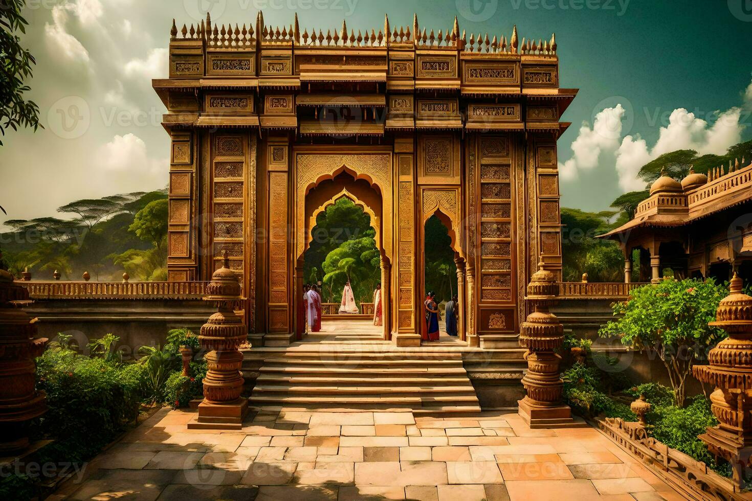 the entrance to a palace in india. AI-Generated photo