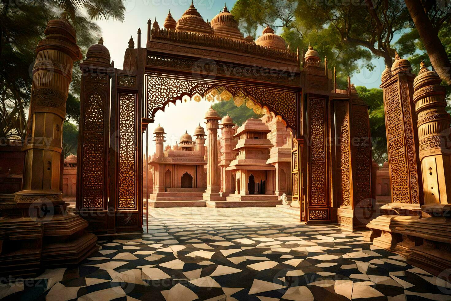 the entrance to a temple in india. AI-Generated photo