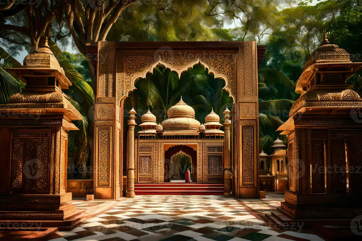 the entrance to a temple in india. AI-Generated photo