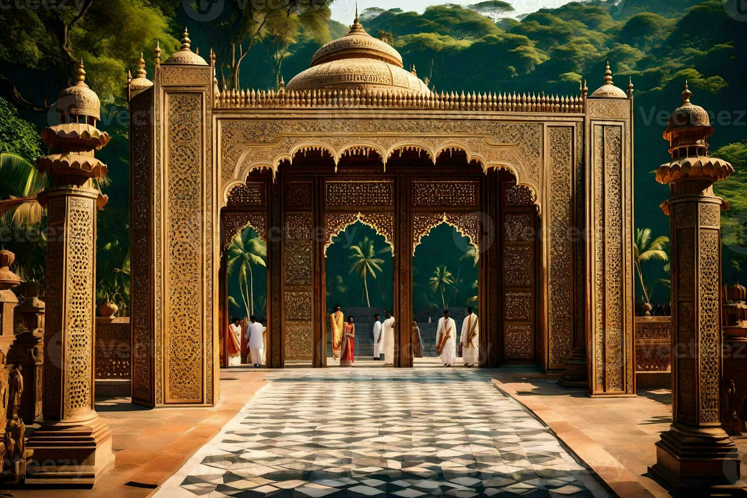 the entrance to a palace in india. AI-Generated photo