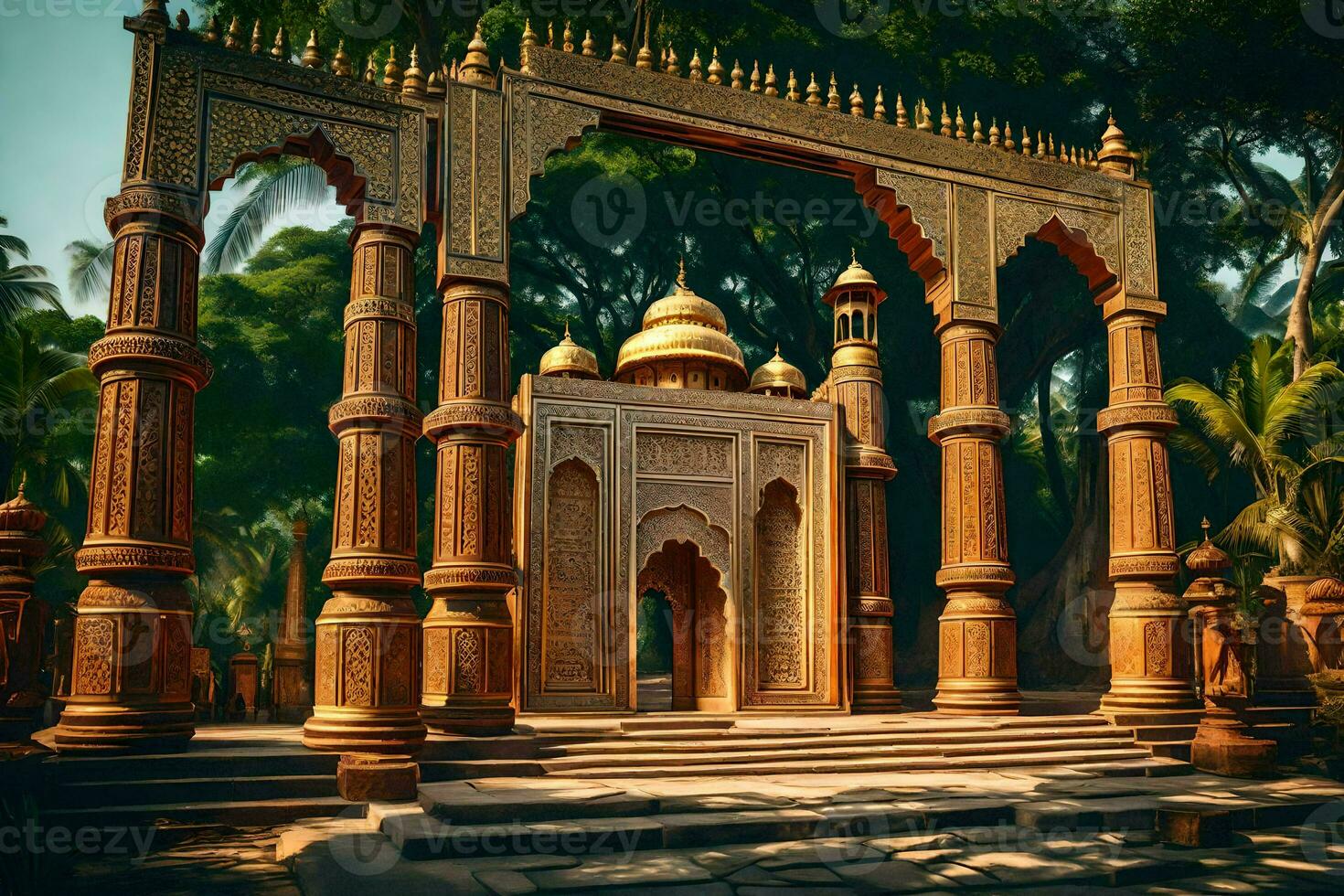 the entrance to a temple in india. AI-Generated photo