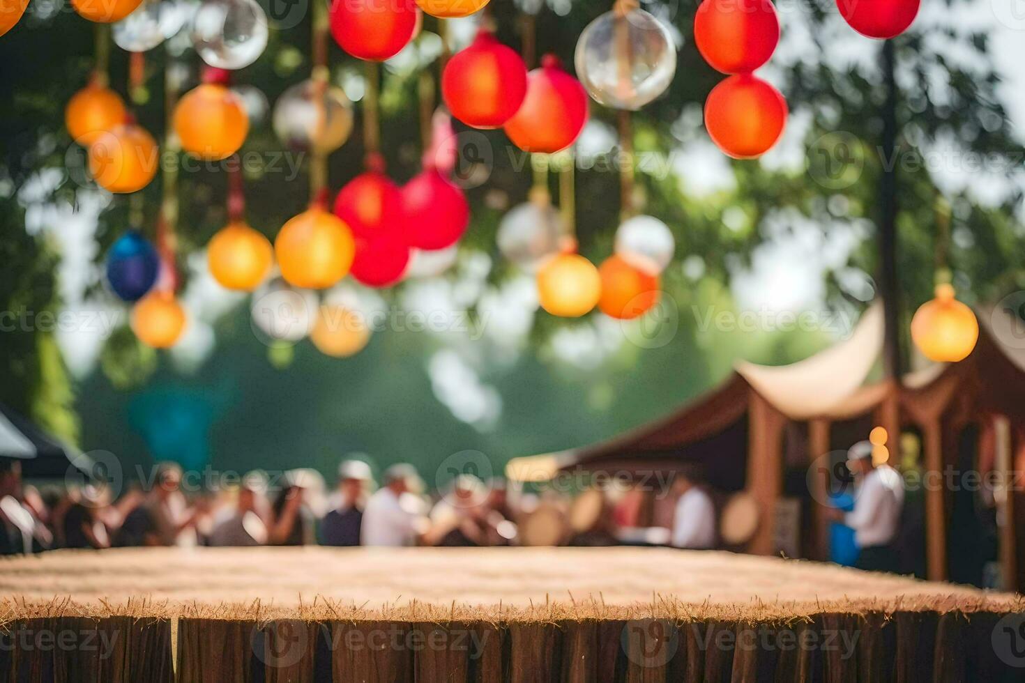 muchos vistoso globos colgando desde un carpa. generado por ai foto