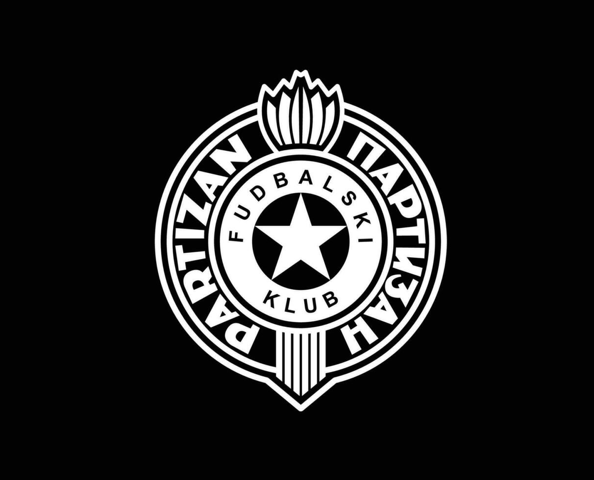 Partizan Belgrad Club Logo Symbol White Serbia League Football Abstract Design Vector Illustration With Black Background