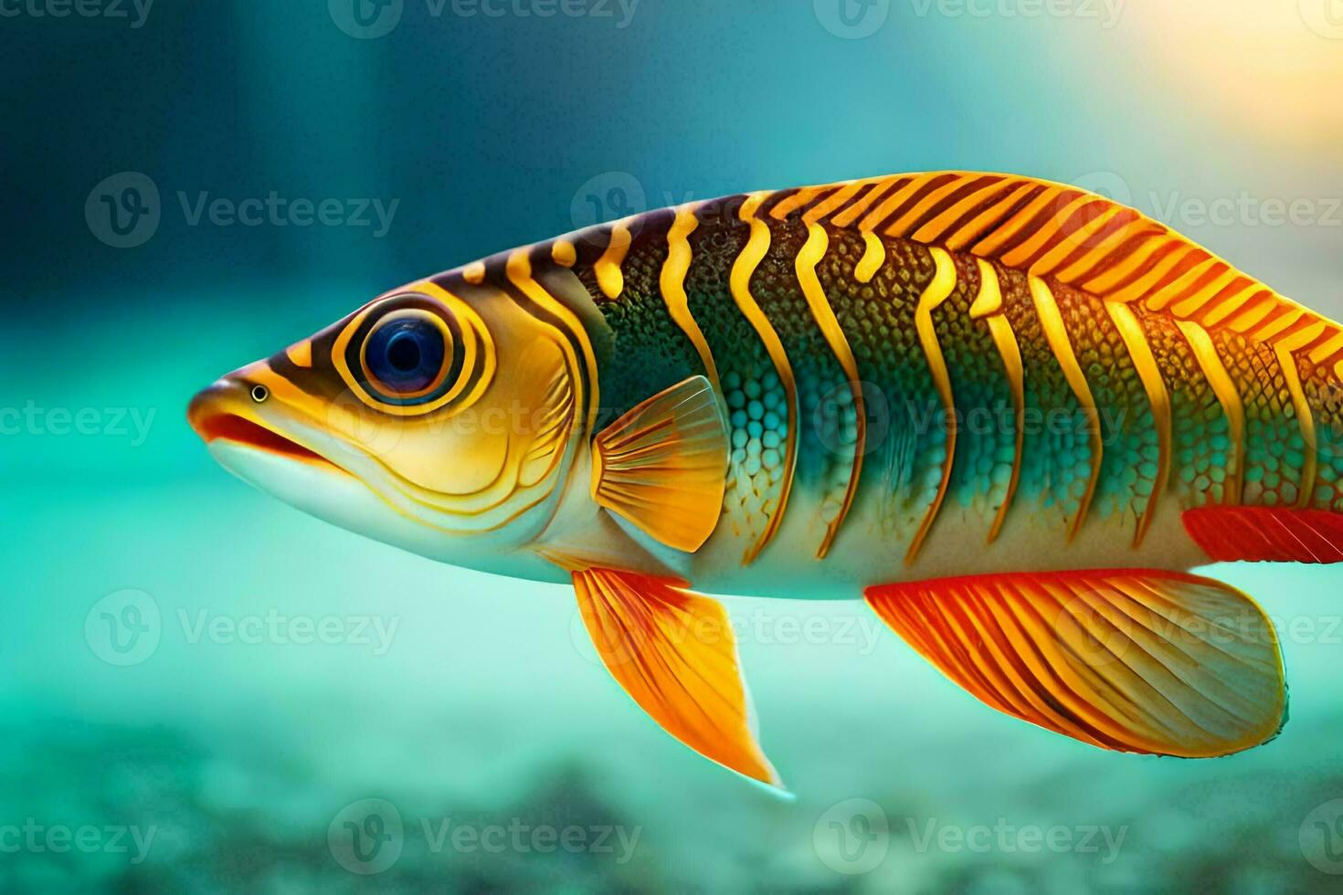 a fish with a yellow and orange stripe. AI-Generated photo