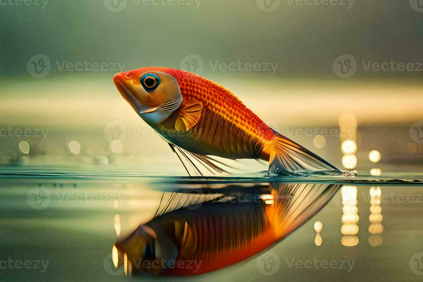 a fish is reflected in the water. AI-Generated photo