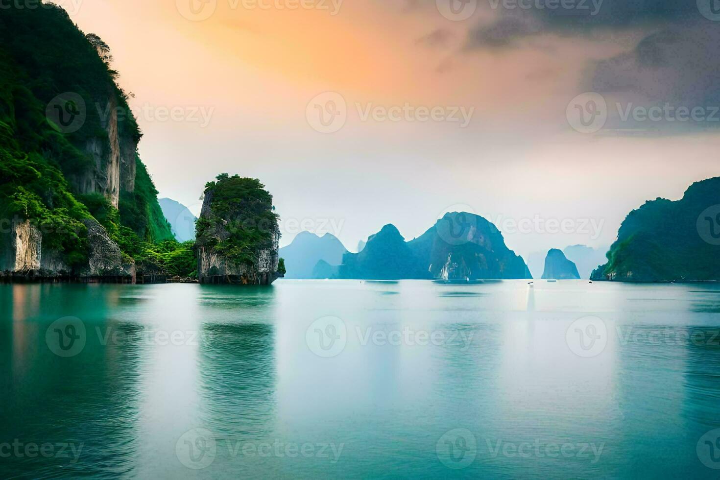 the beautiful landscape of halong bay. AI-Generated photo