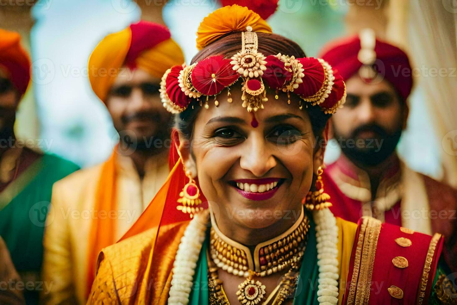 indio Boda fotografía en Delhi. generado por ai foto