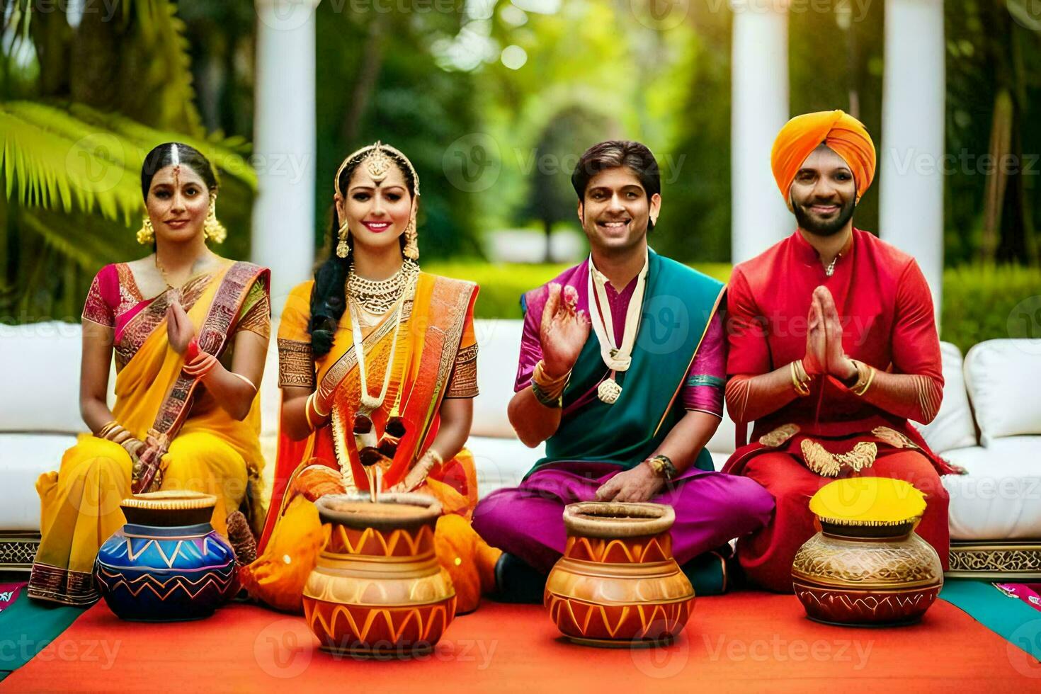 indio Boda fiesta con batería. generado por ai foto