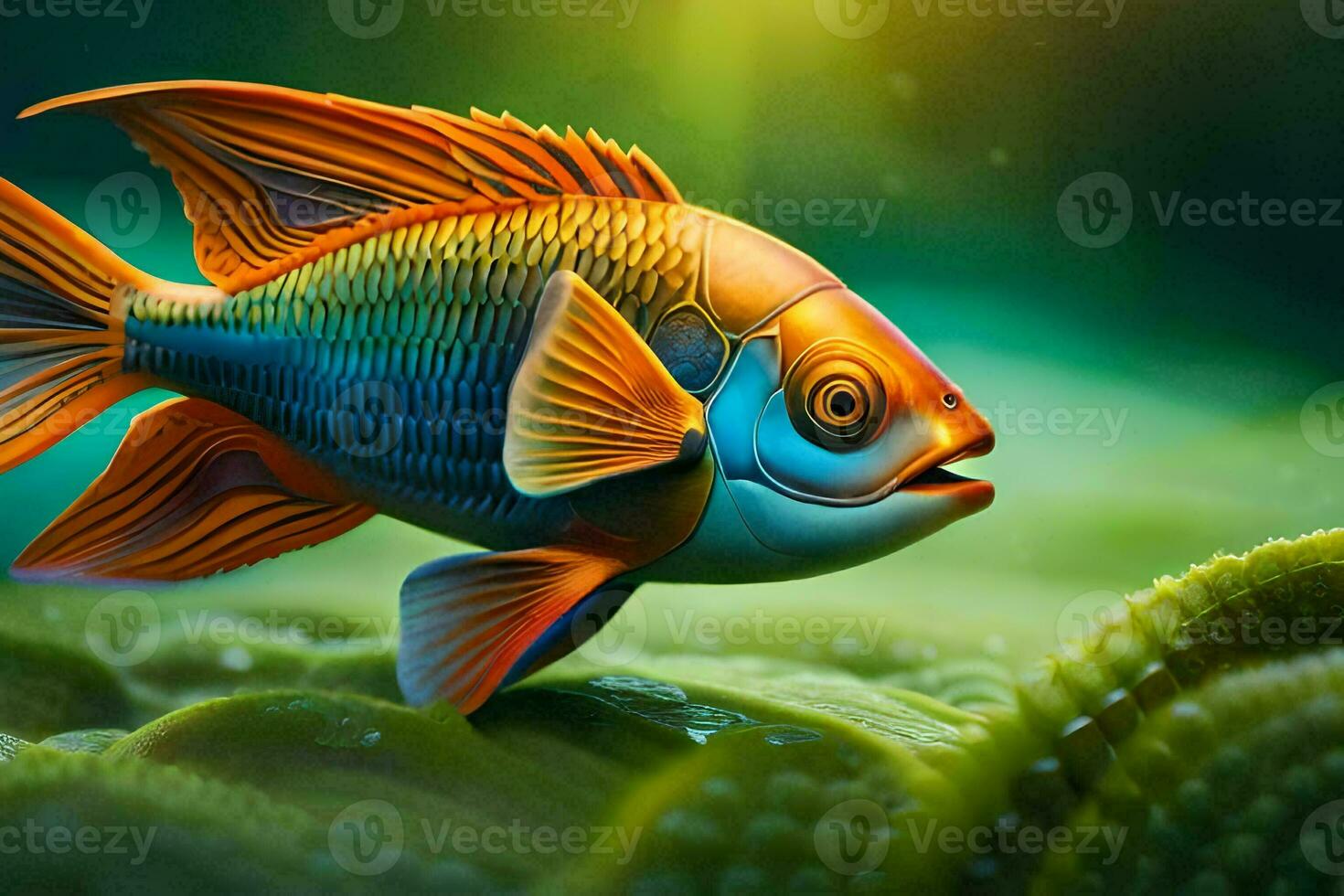 a fish is shown in a green background. AI-Generated photo