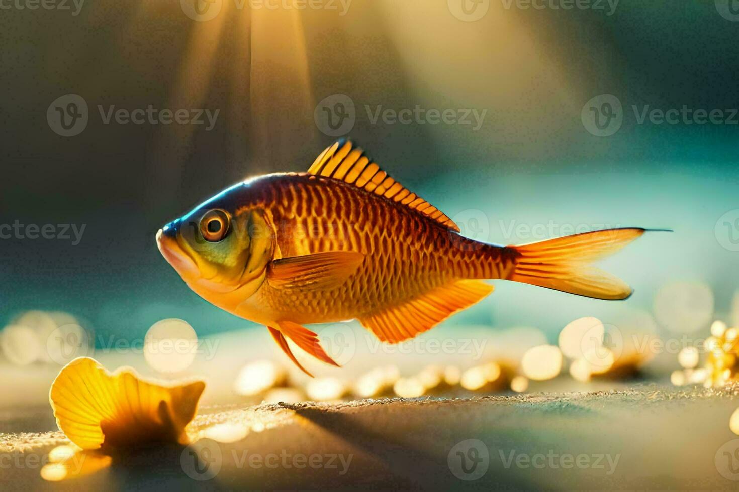 photo wallpaper the sky, fish, the sea, the sun, the sea, the sun,. AI-Generated