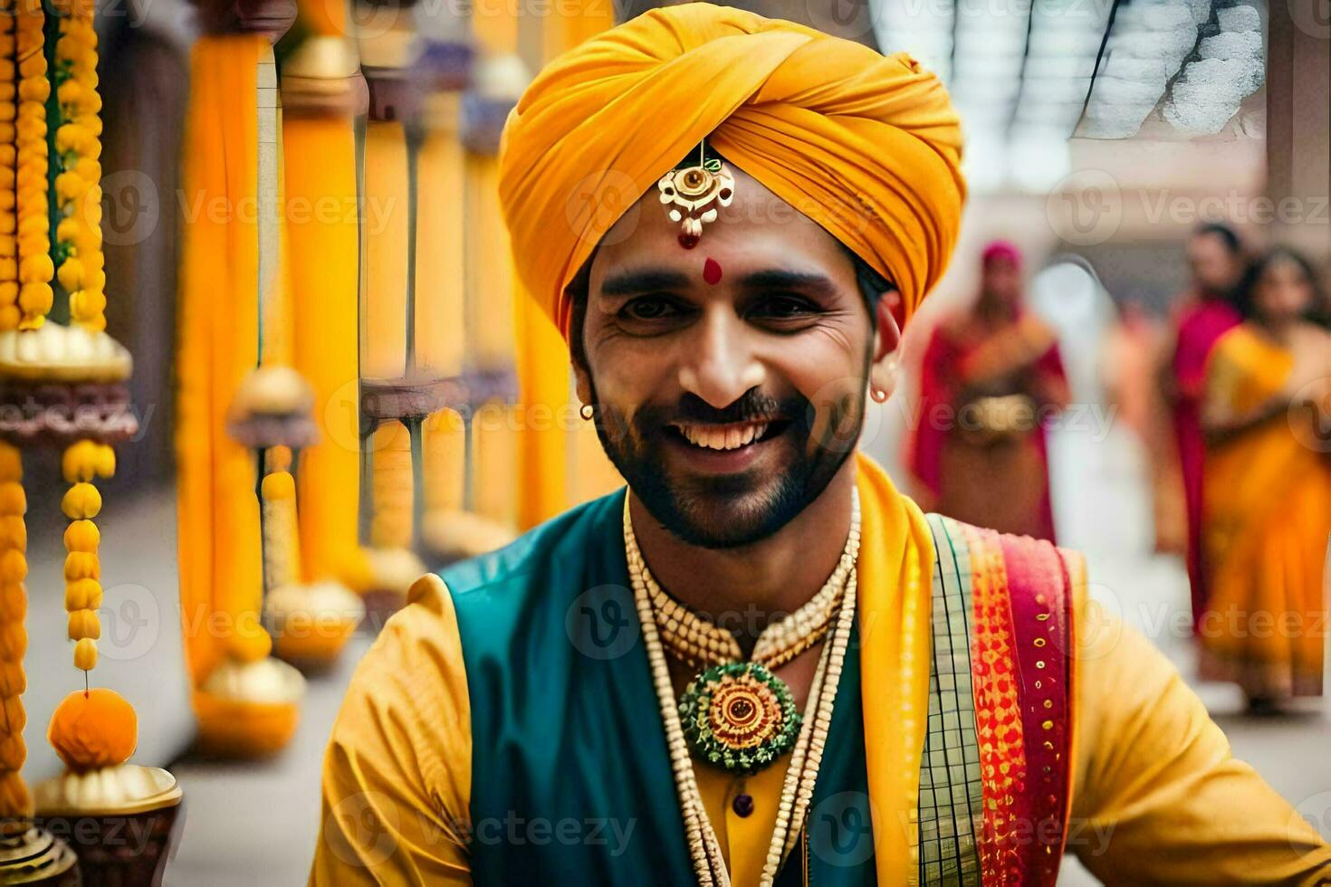 un hombre en un turbante sonrisas para el cámara. generado por ai foto