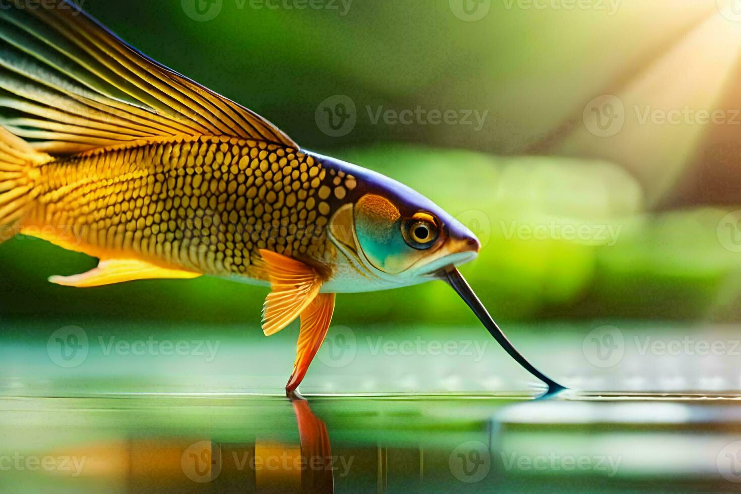 a fish with long tail and long fins. AI-Generated 30848074 Stock