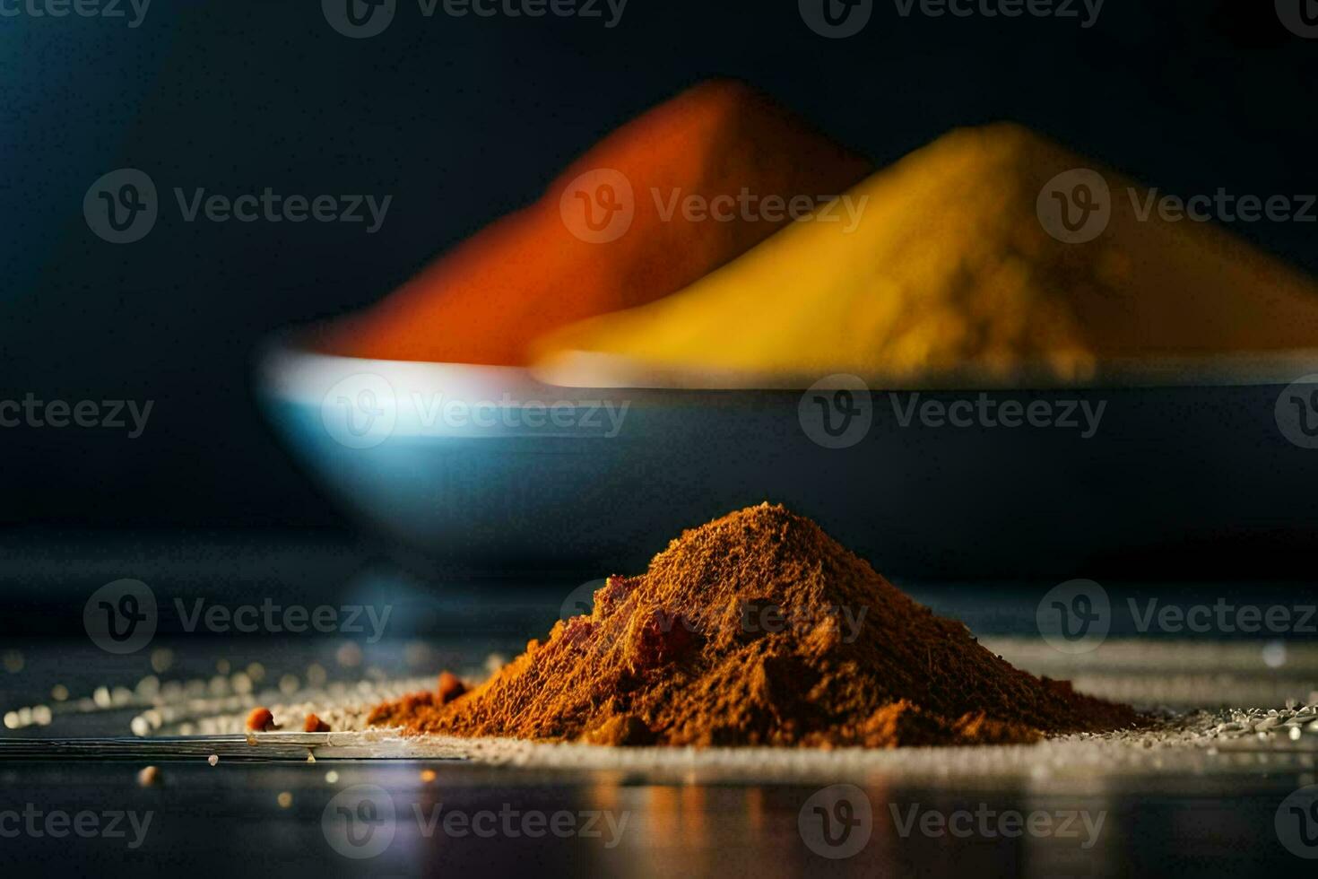 a pile of spices on a table. AI-Generated photo