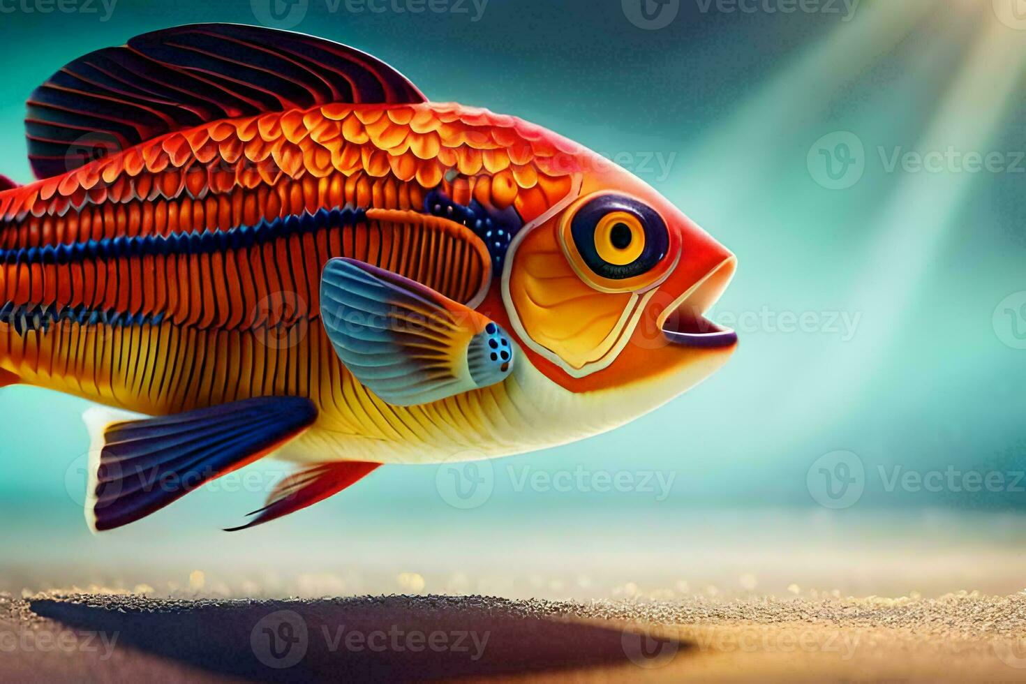 a fish with bright colors and a bright light. AI-Generated photo