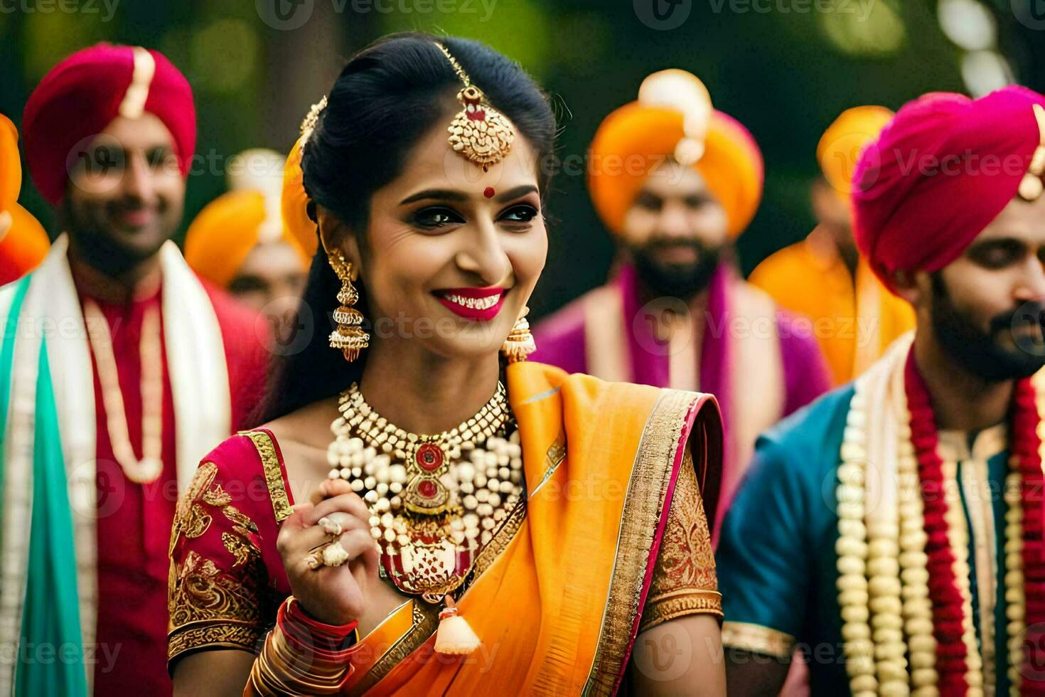 indian wedding in the city. AI-Generated photo