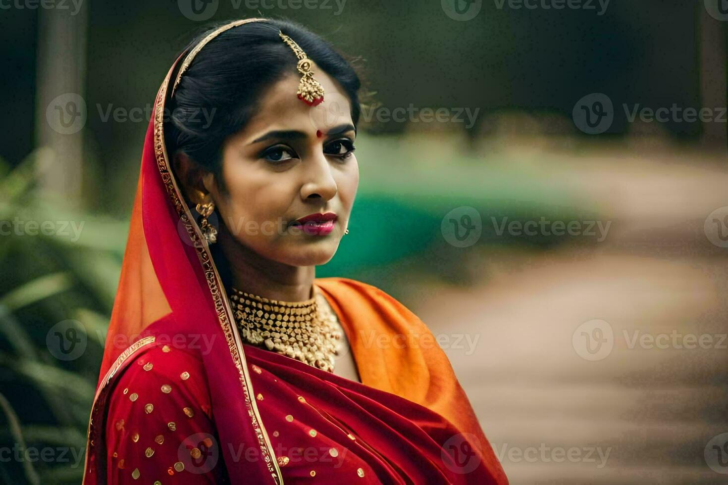 a beautiful indian bride in traditional attire. AI-Generated photo