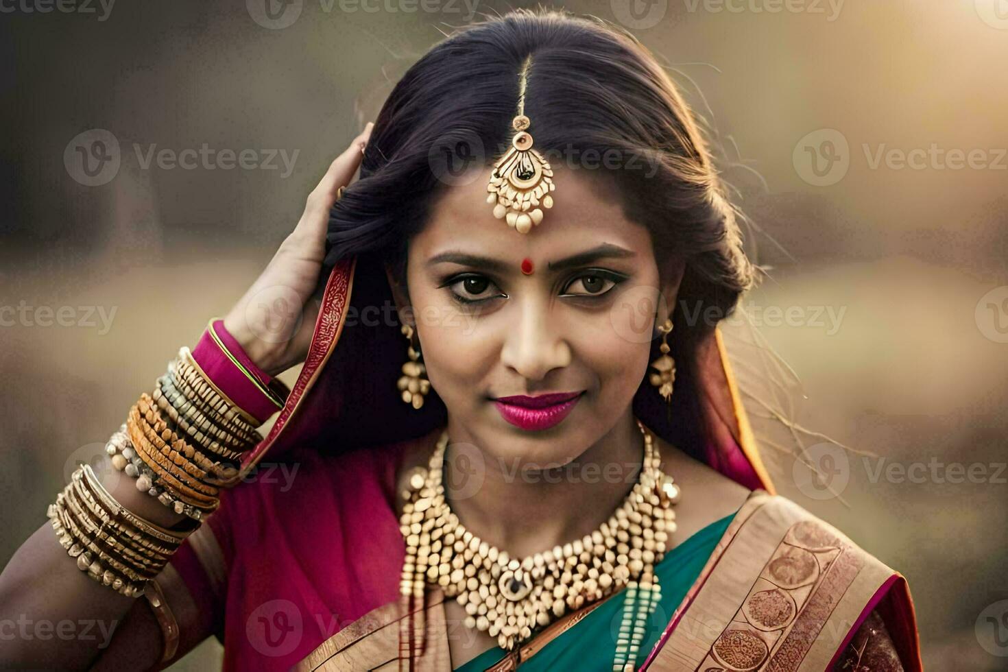 hermosa indio mujer en tradicional atuendo. generado por ai foto