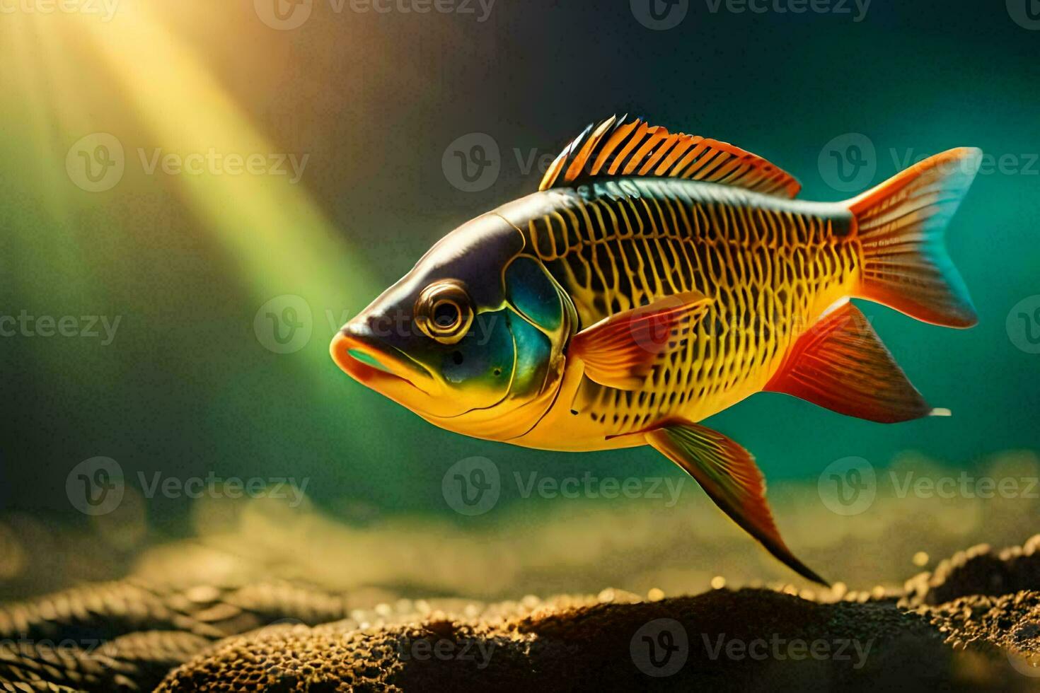 a fish is swimming in the ocean. AI-Generated photo