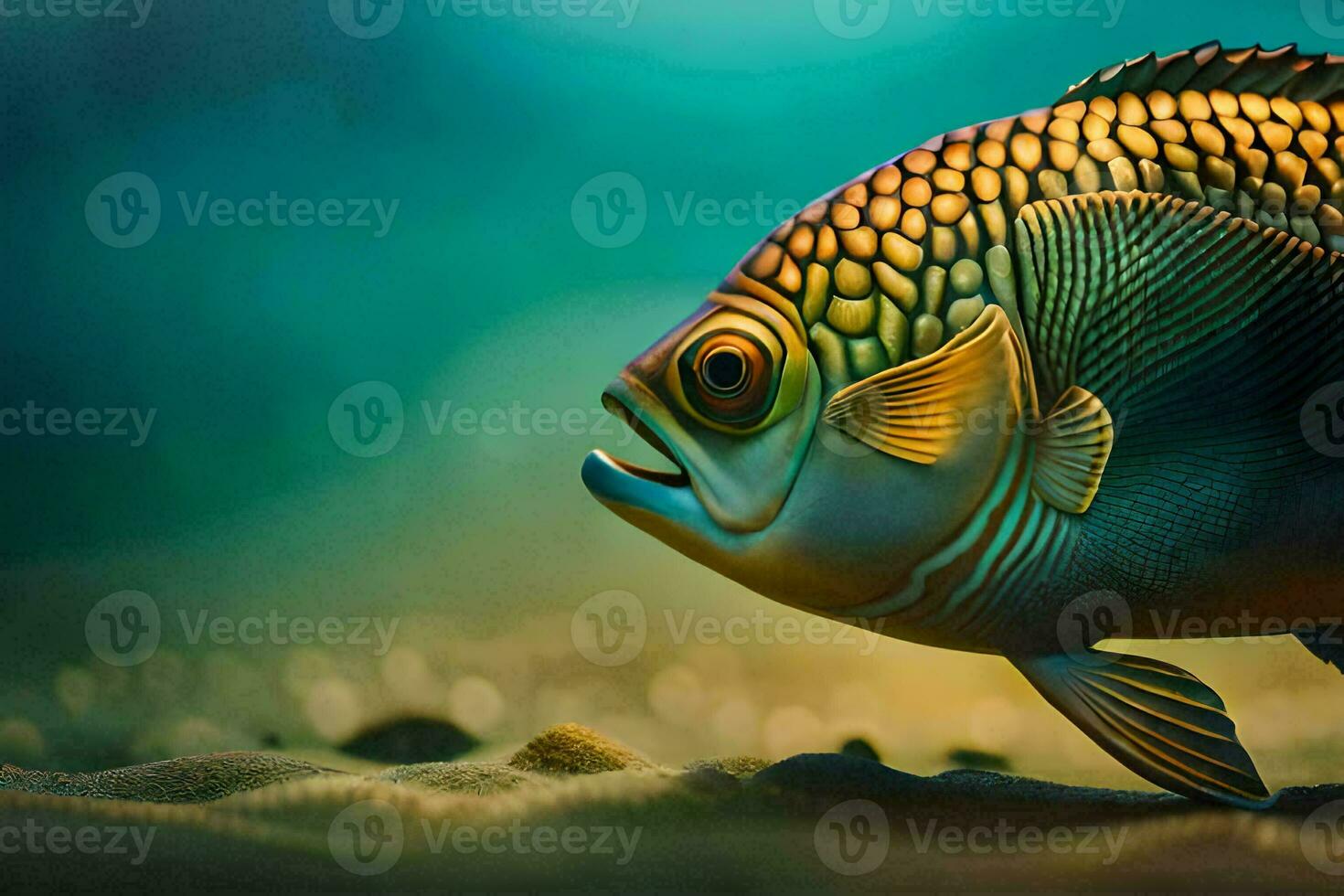 a fish with a large head and a long tail. AI-Generated photo