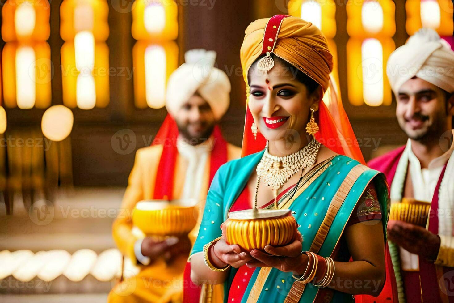 indian wedding in the city. AI-Generated photo