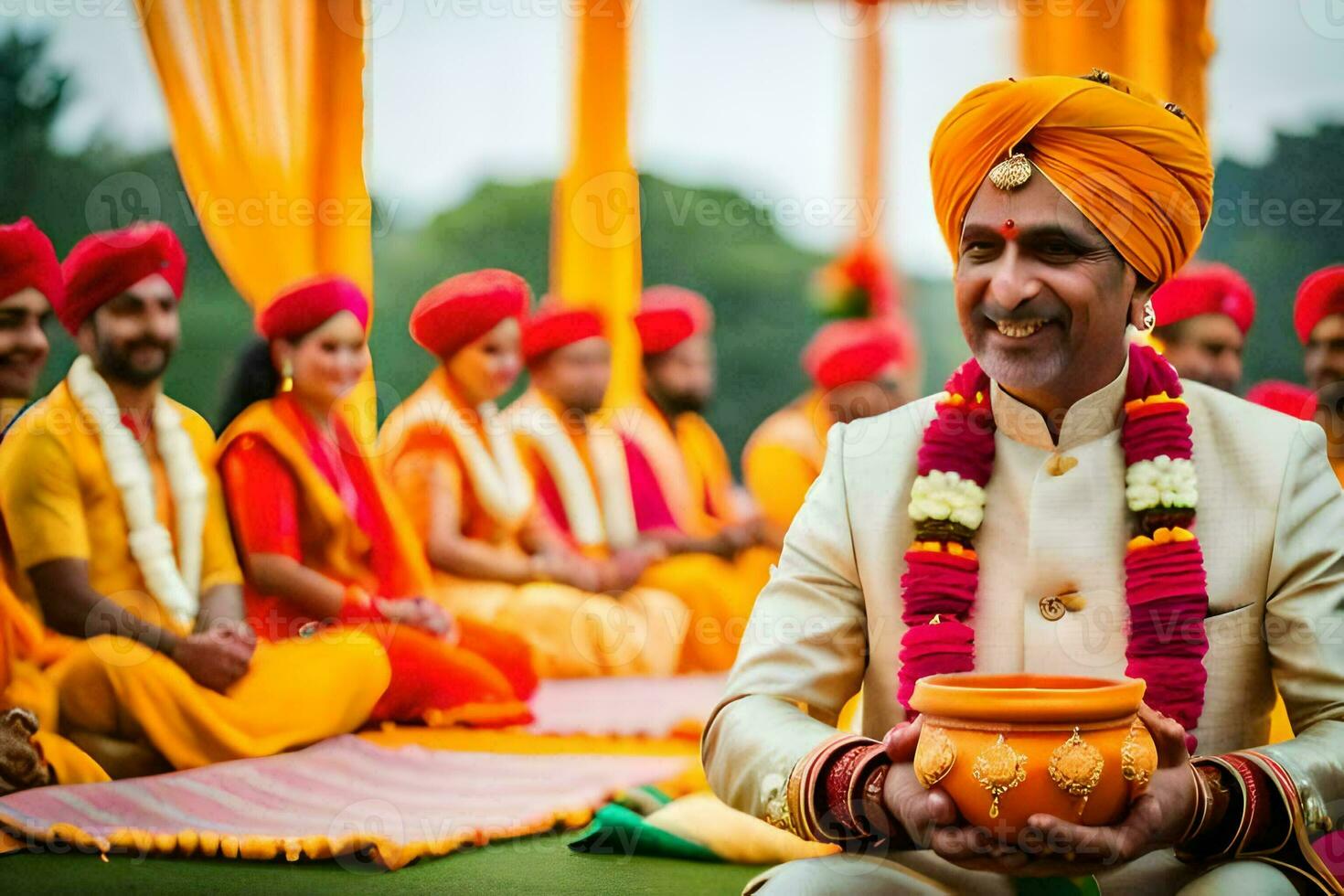 el Boda de persona y persona a el grandioso hotel, Delhi. generado por ai foto