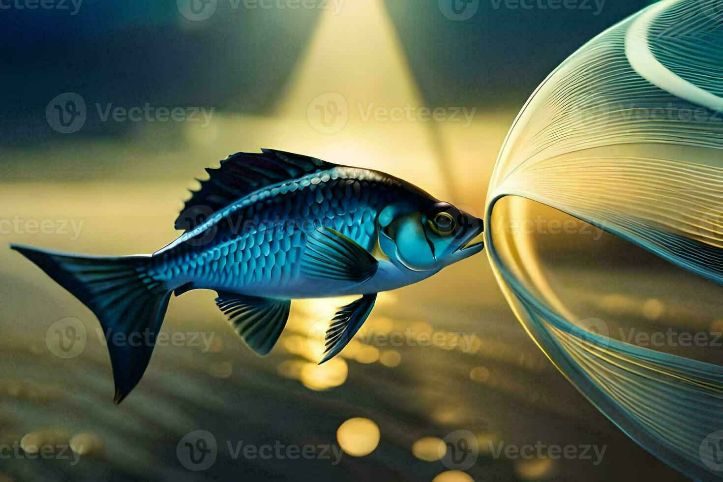 a fish is swimming in the water. AI-Generated photo