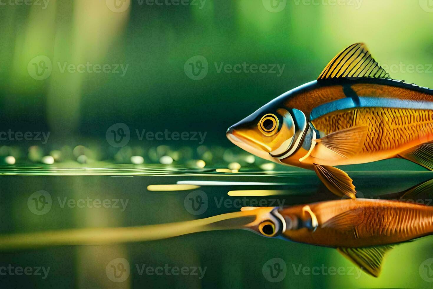 fish in the water with a reflection. AI-Generated photo