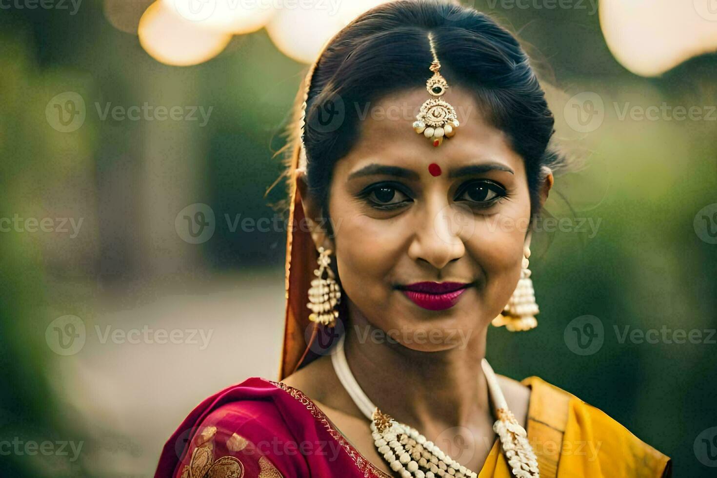 a beautiful indian bride in traditional attire. AI-Generated photo