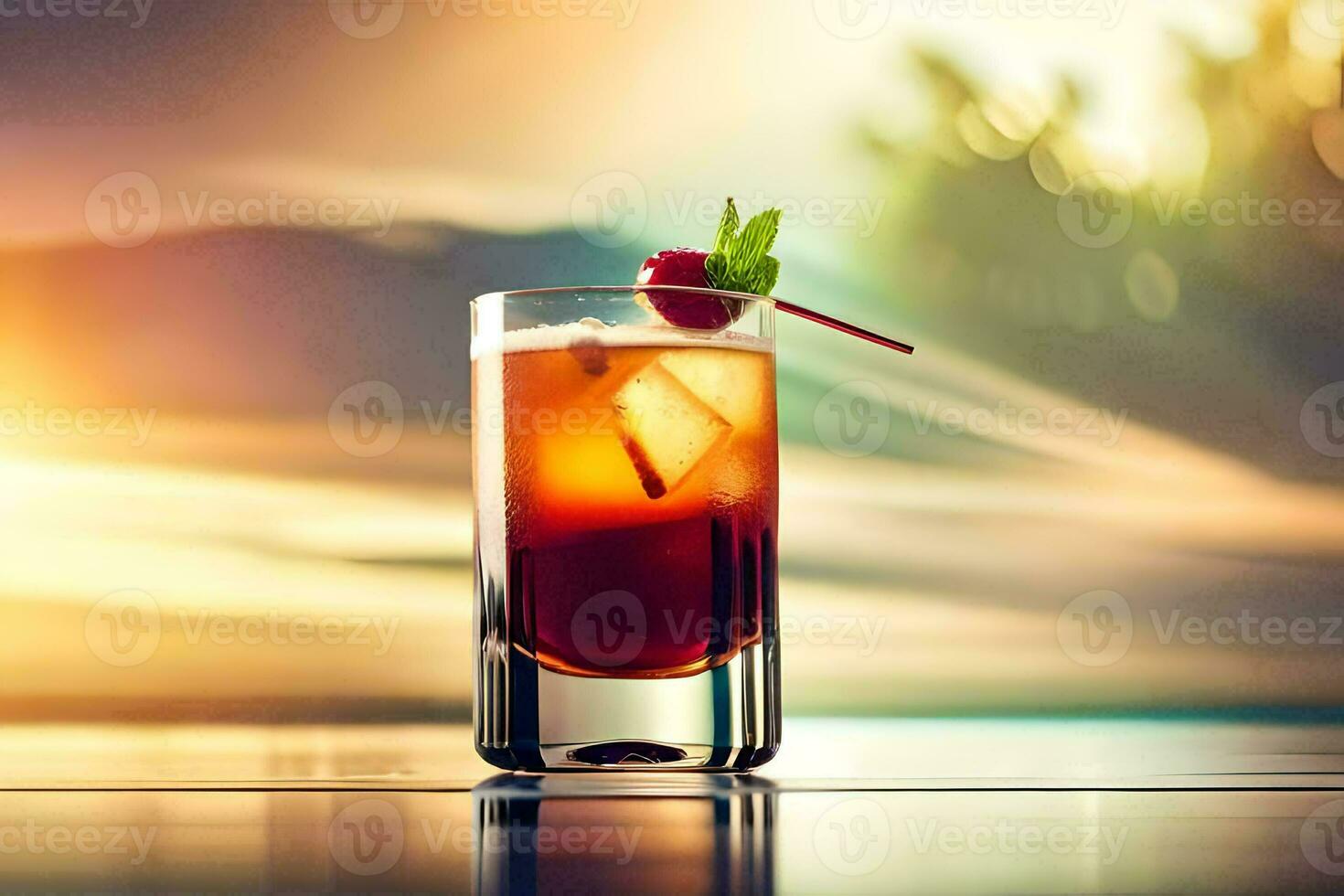 cocktail on the beach. AI-Generated photo