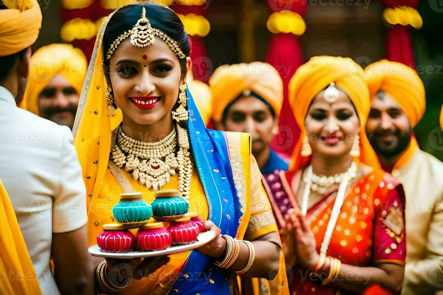 indio Boda ceremonia en Delhi. generado por ai foto