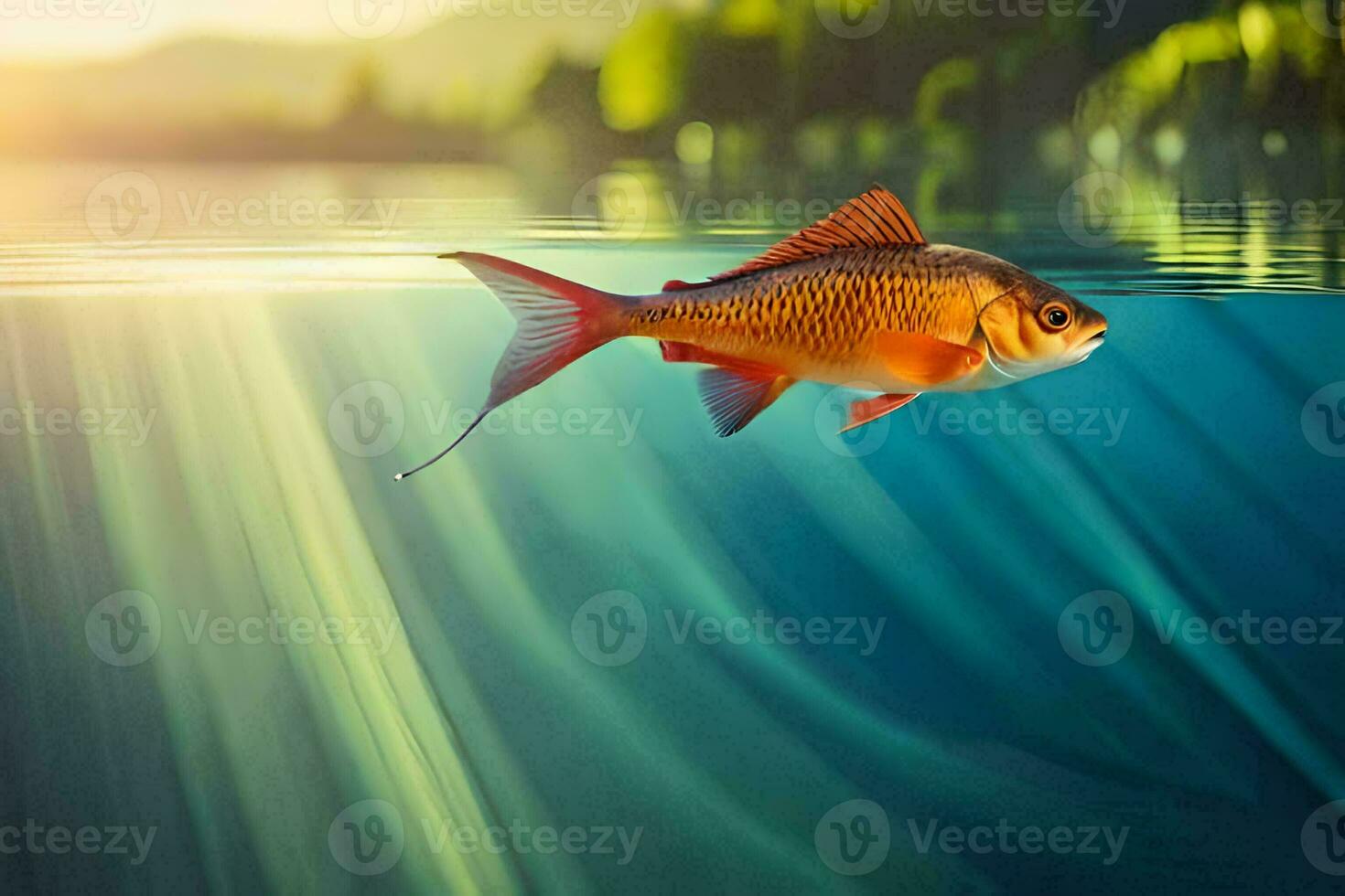 un pescado nadando en el agua. generado por ai foto