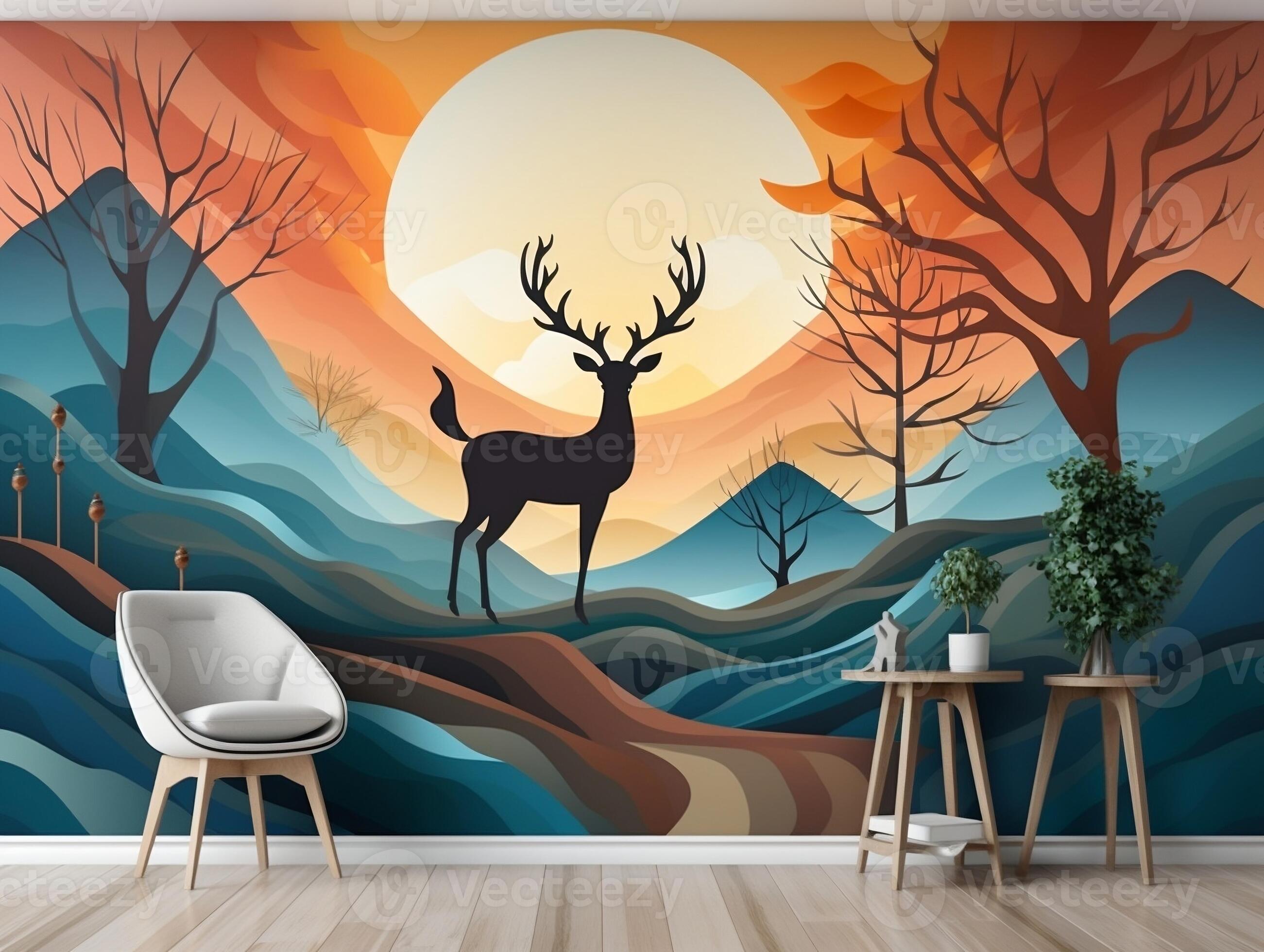 3d abstraction modern wall art decor wallpaper with blue and golden