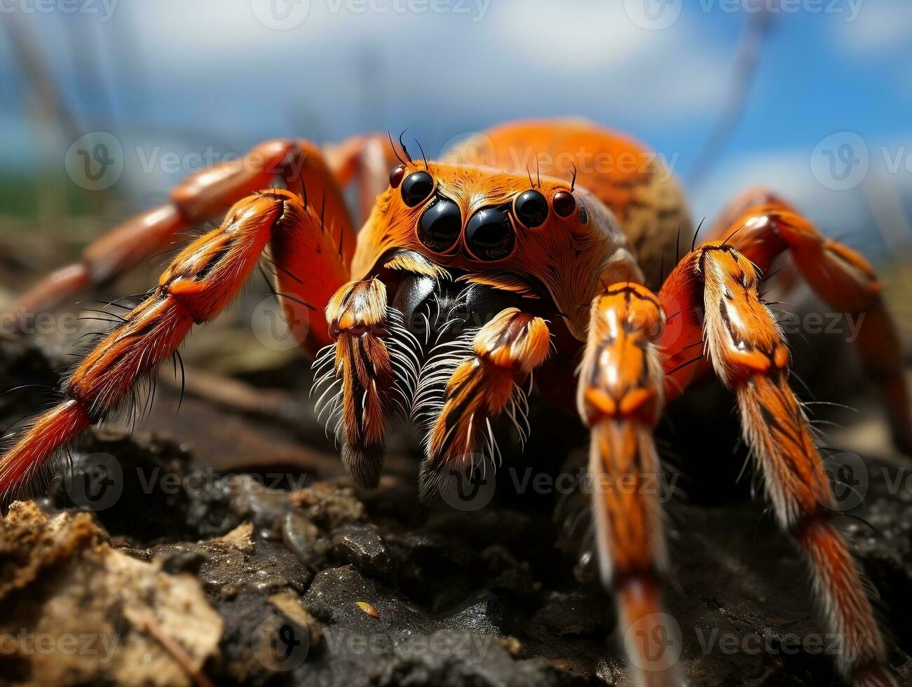Close-up highly detailed MACRO shot of the spider generative ai photo