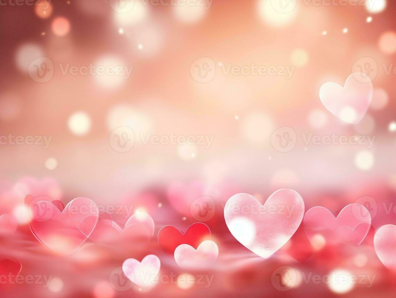 Valentine's Day background with heart-shaped bokeh lights generative ai photo