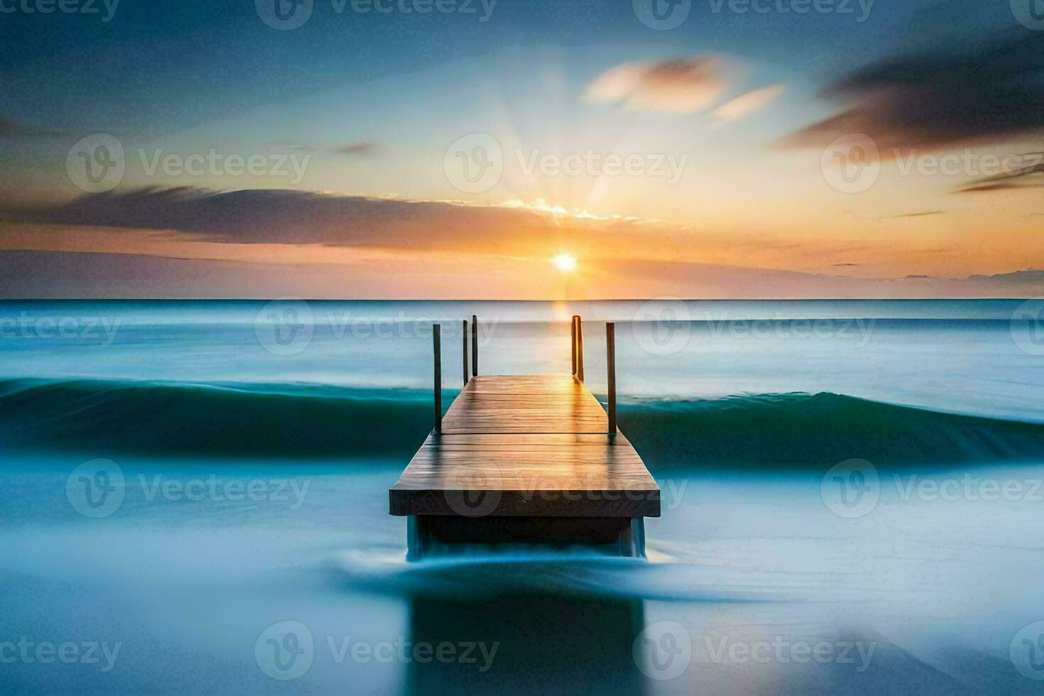 the sun rises over the ocean in this beautiful photo. AI-Generated photo