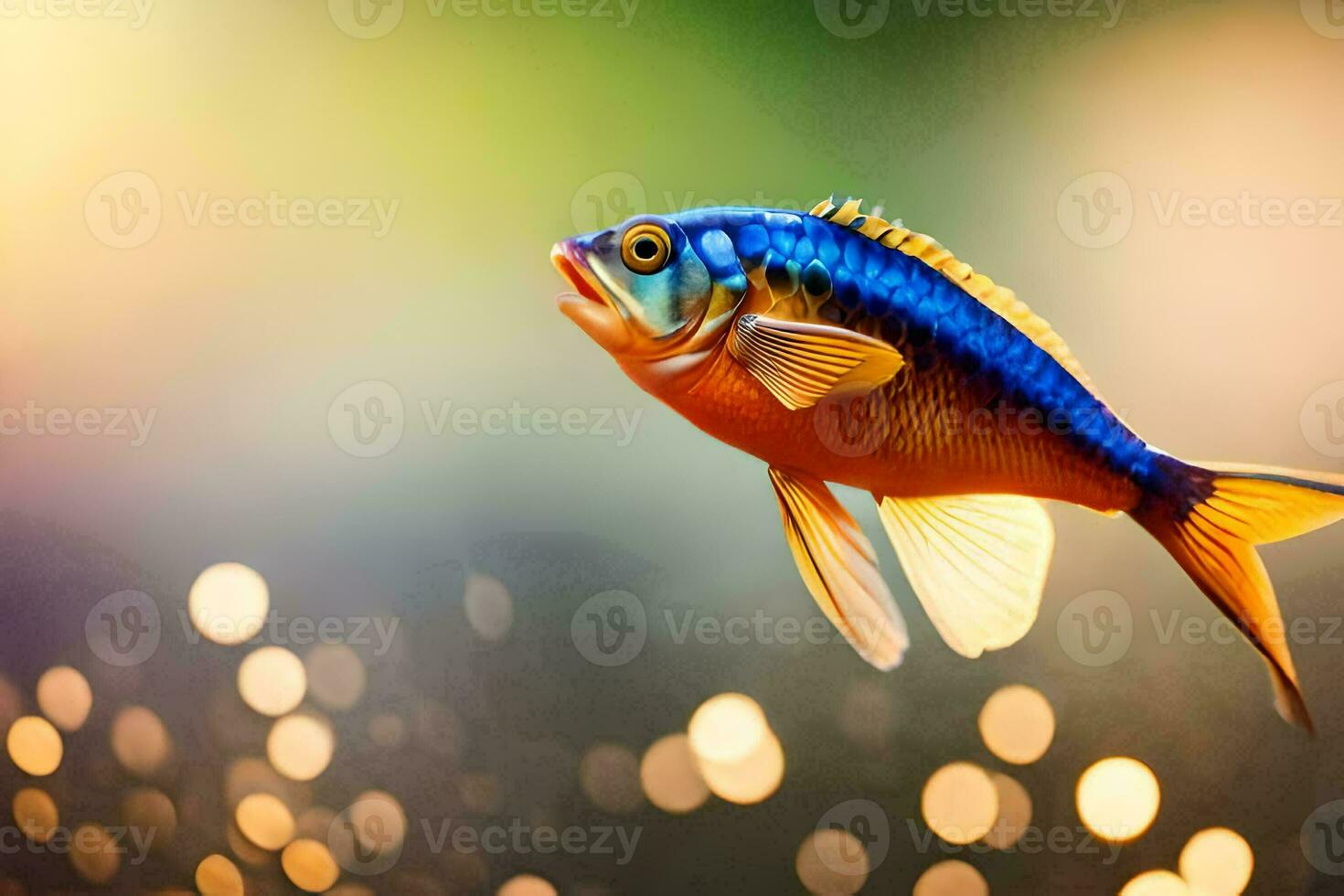 a fish with bright blue and orange colors. AI-Generated photo