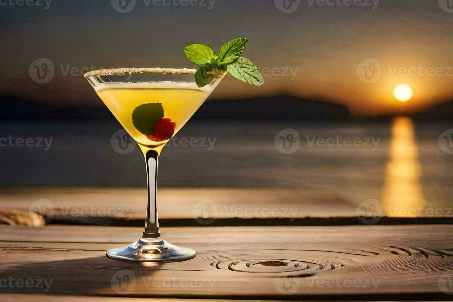 cocktail on the beach. AI-Generated photo