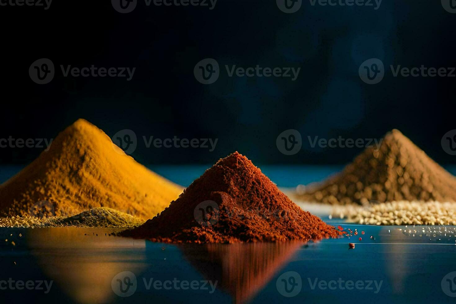 a variety of spices and spices on a table. AI-Generated photo