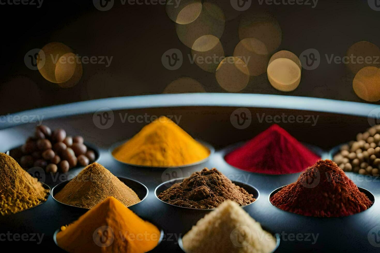 a variety of spices in a bowl. AI-Generated photo