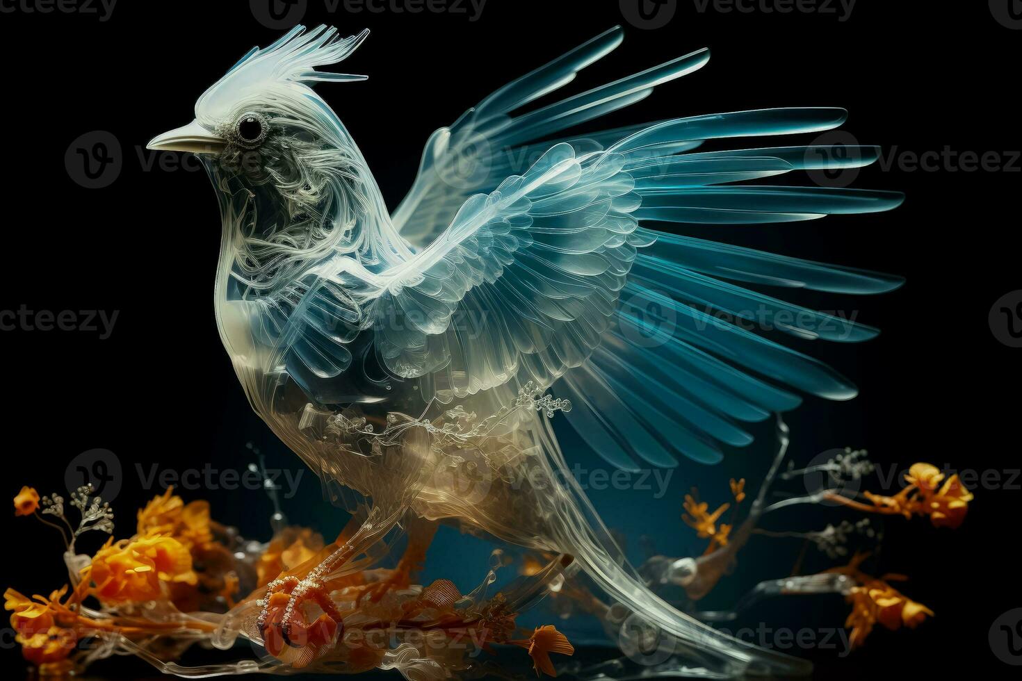 Detailed X ray image showcasing intricate bird skeletal structure photo