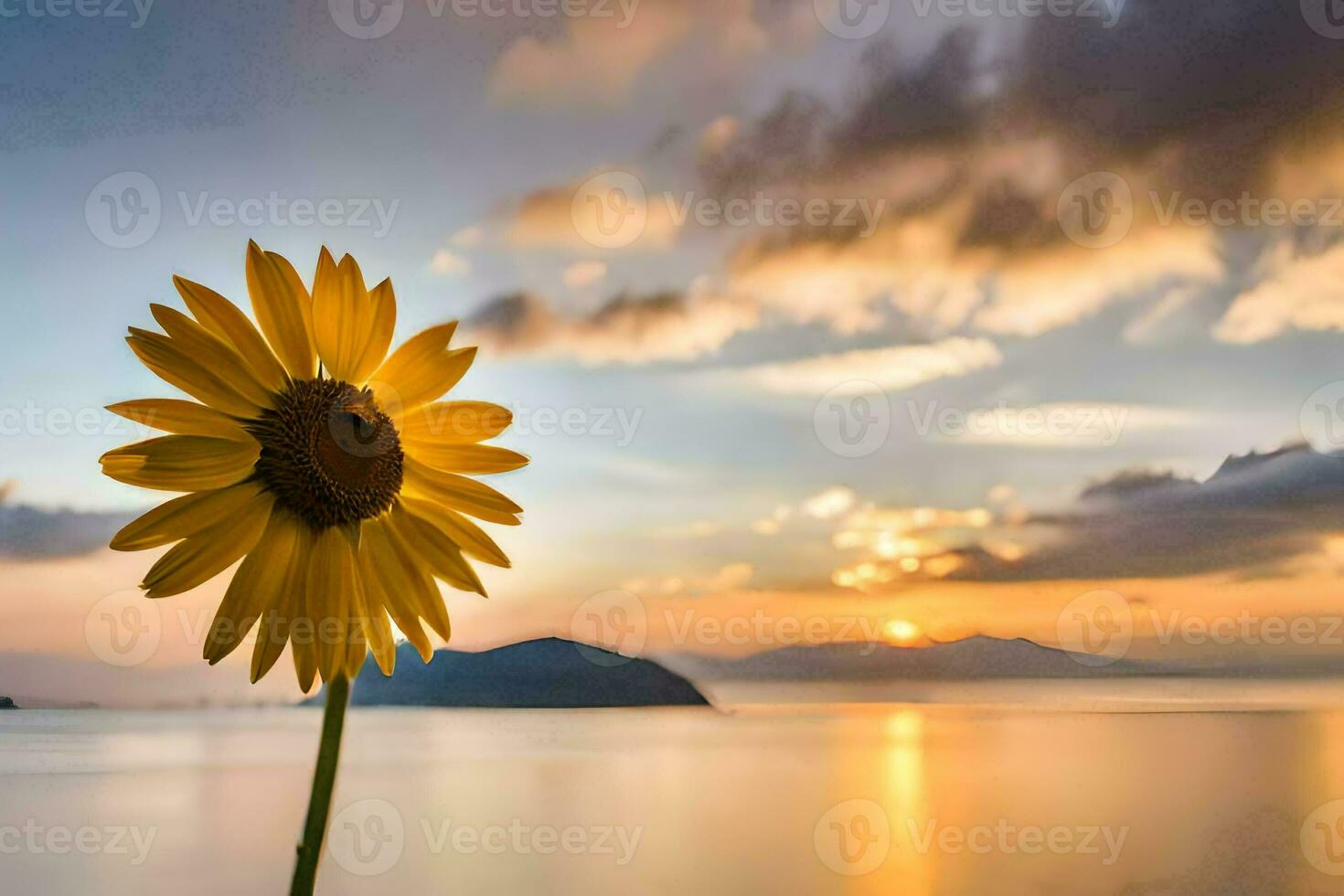 sunflower in the sunset. AI-Generated photo