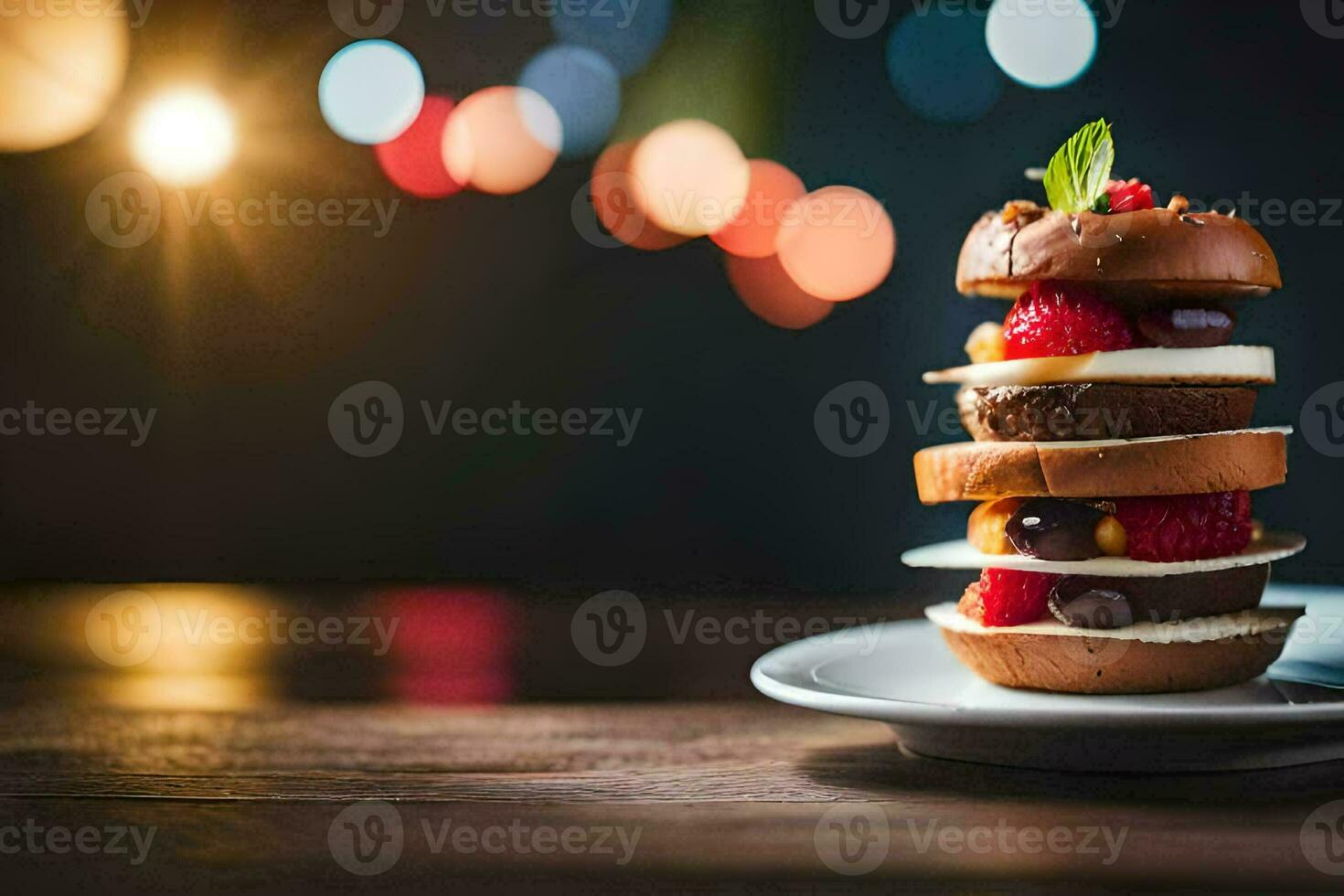 a stack of sandwiches on a plate. AI-Generated photo