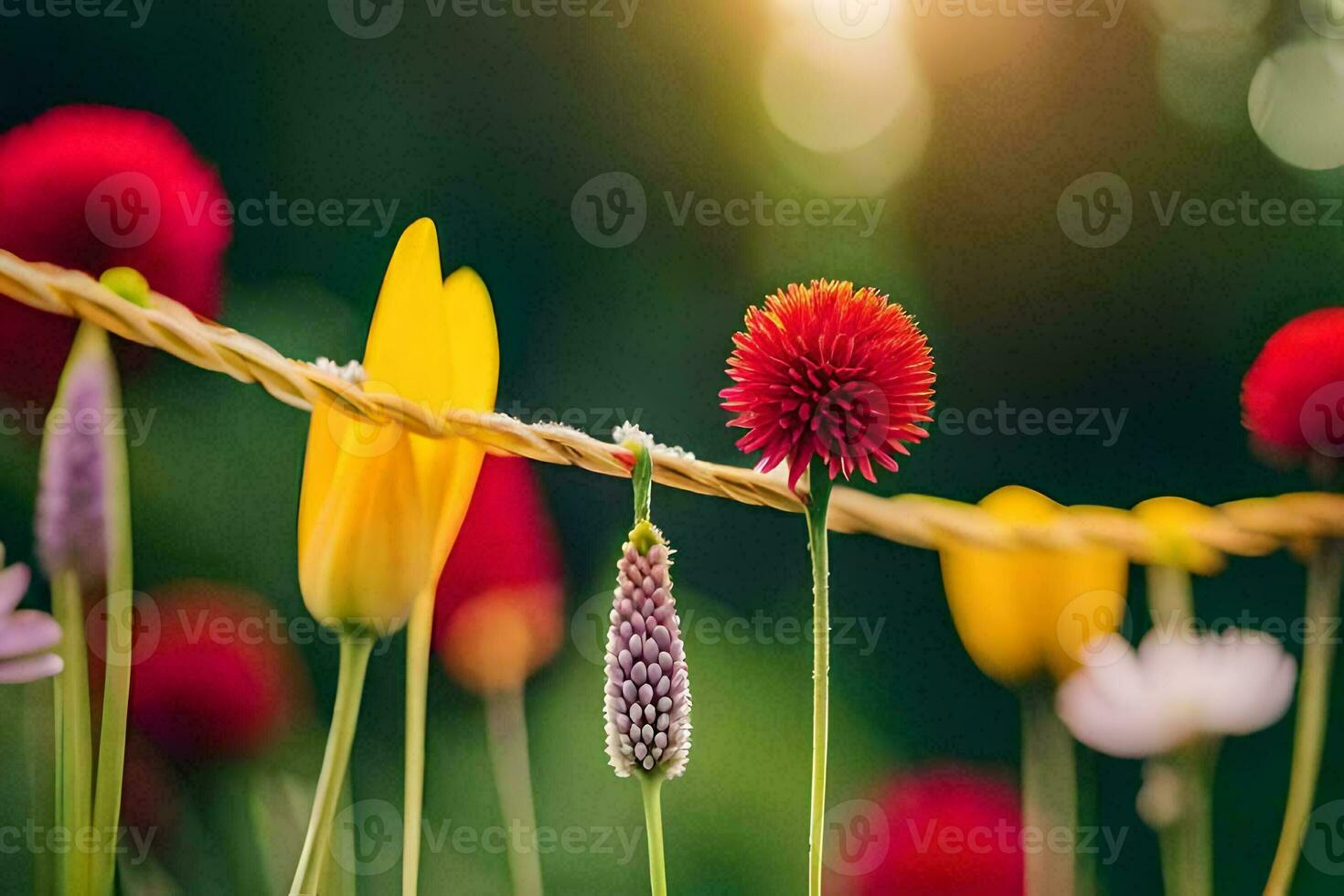 flowers on a wire. AI-Generated photo